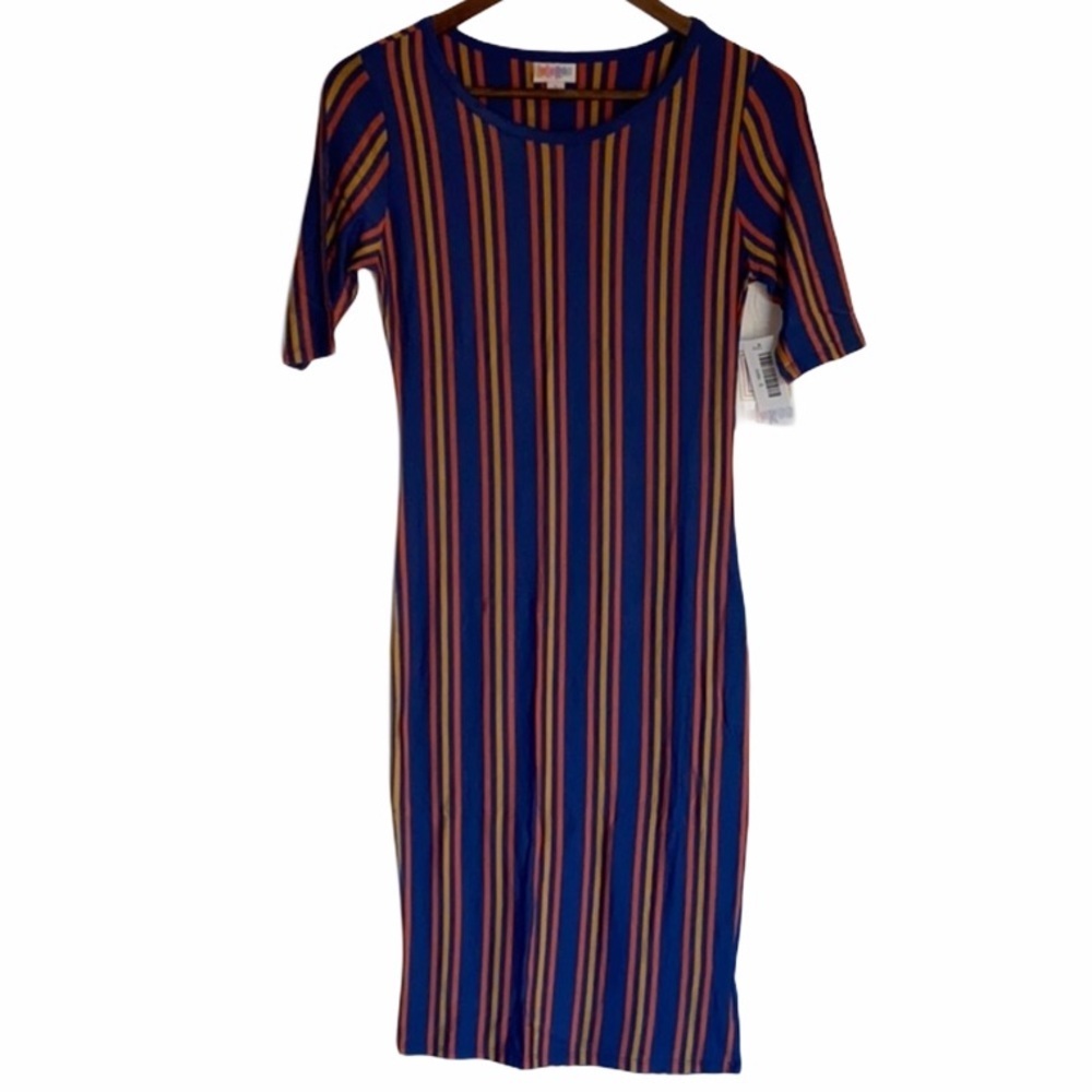 NWT LuLaRoe Julia Dress‎ Multicolor Stripes Size S
